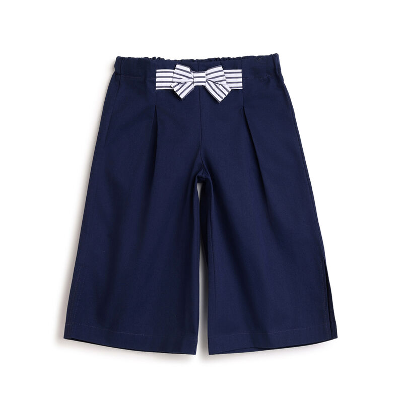 Girls Dark Blue Solid Trouser image number 0